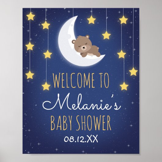 Bärenschläfer Liebe Sie die Mond-Back-Baby-Dusche Poster (Vorne)