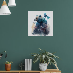 Bärenschmetterlinge Natur Wasserfarbe AI Illustrat Poster