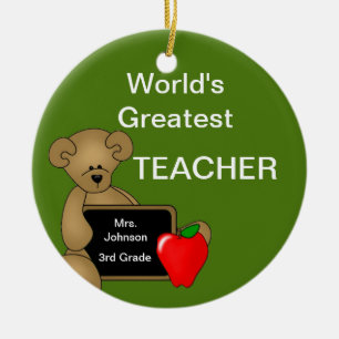 Bärenschmuck für personalisierte Lehrer Keramikornament