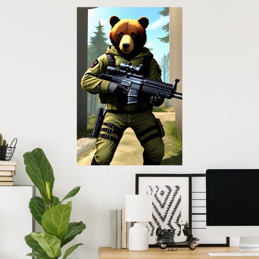 Bärensoldat | AI Art Poster (Heimbüro)