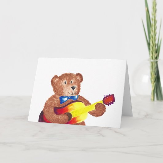 Bärenspielgitarre Geburtstagskarte Karte (Vorderseite)