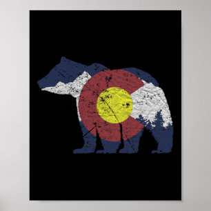 Bärenstaat Flagge Colorado Rocky Mountains Skifahr Poster