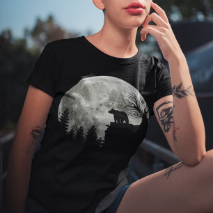 Bärenständer auf gebirgshängigem Halloween-Mond T-Shirt