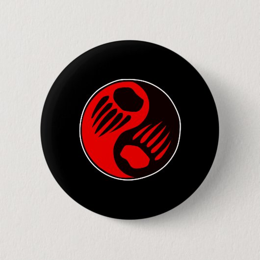 Bärentatze Yin Yang Schwarzes Button (Vorderseite)
