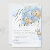 Bärenthema Kinder 1. Geburtstag Einladung (Vorderseite)