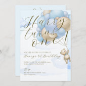 Bärenthema Kinder 1. Geburtstag Einladung (Vorne/Hinten)