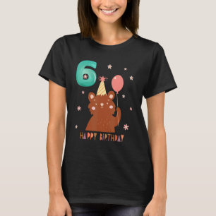 Bärentier 6. Geburtstag Mädchen B Tag 6 Jahre alt T-Shirt