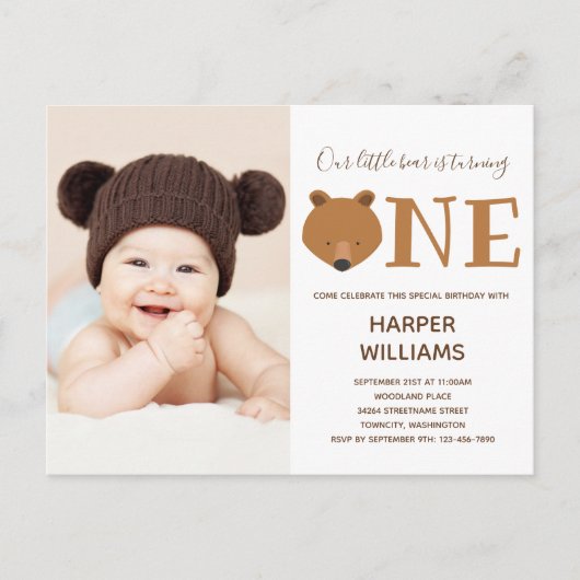 Bärentier zum Geburtstag Einladungspostkarte (Vorderseite)