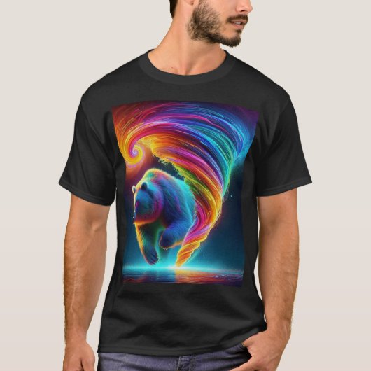 Bärentornado in Neonfarben. T-Shirt (Vorderseite)
