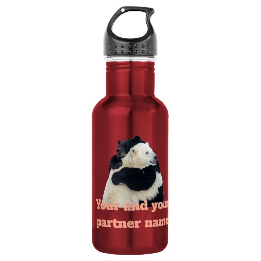 Bärenumarmung Liebe (Anpassbar) Edelstahlflasche (Vorderseite)