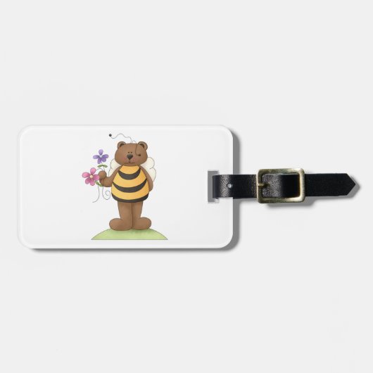 Bärenverkleidung mit Blume Gepäckanhänger (Vorderseite horizontal)