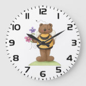 Bärenverkleidung mit Blume Große Wanduhr (Vorderseite)