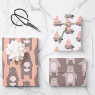Bärenverpackungsblätter für Camping Geschenkpapier Set