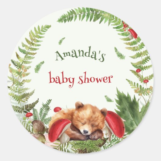Bärenwald Botanische Natur Babydusche Runder Aufkleber (Vorderseite)