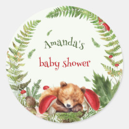 Bärenwald Botanische Natur Babydusche Runder Aufkleber