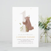 Bärenwald Einladung zum ersten Geburtstag (Stehend Vorderseite)