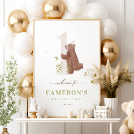 Bärenwald Erster Geburtstag Willkommen Poster