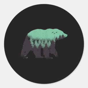 Bärenwald Natur Grizzly Wandern Outdoor Jagd  Runder Aufkleber