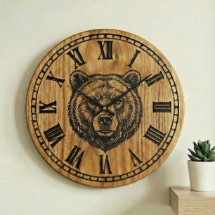 Bärenwanduhr - Holzdessign Große Wanduhr