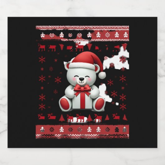 Bärenweihnachtsfest (5) schaumweinetikett (Einzelnes Label)