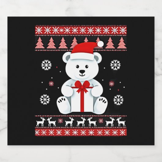 Bärenweihnachtsfest (5) schaumweinetikett (Einzelnes Label)