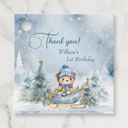Bärenweihnachtsfest zum ersten Geburtstag Winter Geschenkanhänger (Vorderseite)