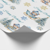 Bärenweihnachtsfest zum ersten Geburtstag Winter Geschenkpapier (Ecke)