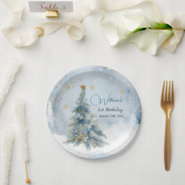 Bärenweihnachtsfest zum ersten Geburtstag Winter Pappteller