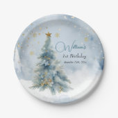 Bärenweihnachtsfest zum ersten Geburtstag Winter Pappteller (Vorderseite)