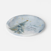 Bärenweihnachtsfest zum ersten Geburtstag Winter Pappteller (Schrägansicht)