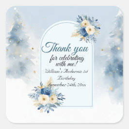 Bärenweihnachtsfest zum ersten Geburtstag Winter Quadratischer Aufkleber