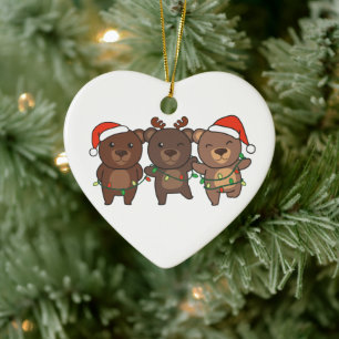 Bärenweihnachtstiere Niedliche Bären Cerami Keramik Ornament