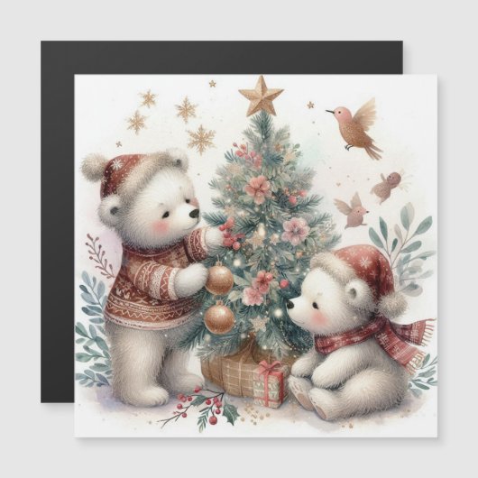 Bärenweihnachtszeit 1 magnetkarte (Vorne/Hinten)