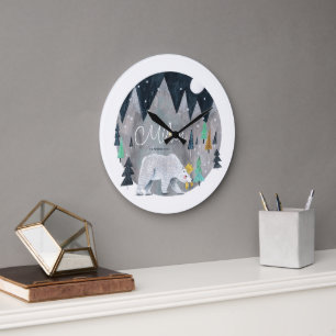 Bärenwintermond Große Wanduhr