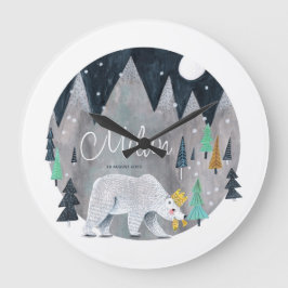 Bärenwintermond Große Wanduhr