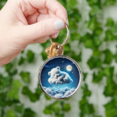 Bärenwolken schlafend Mond Tier Traum Schlüsselanhänger (Hand)