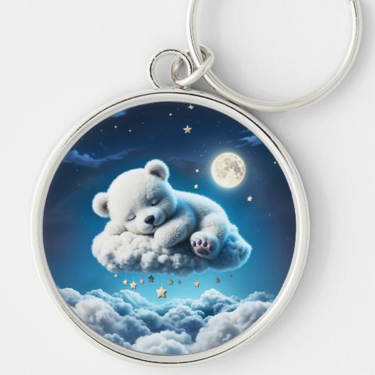 Bärenwolken schlafend Mond Tier Traum Schlüsselanhänger (Vorne)