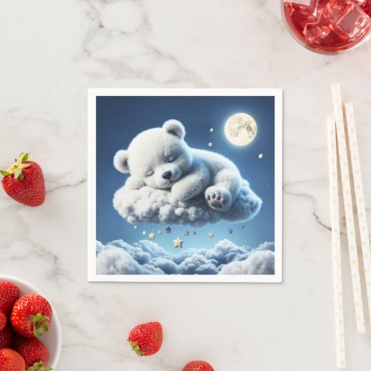 Bärenwolken schlafend Mond Tier Traum Serviette (Beispiel)