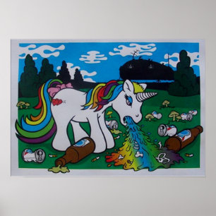 Barfing Unicorn Poster