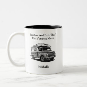 Barfuß Freies Camping Mama Wildes Herz Naturliebha Zweifarbige Tasse