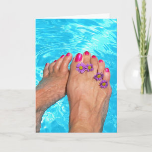 Barfuß im Schwimmbad Geburtstag Karte
