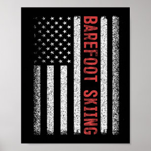 Barfuß-Skiing Amerikanische Flagge 4. Juli Poster