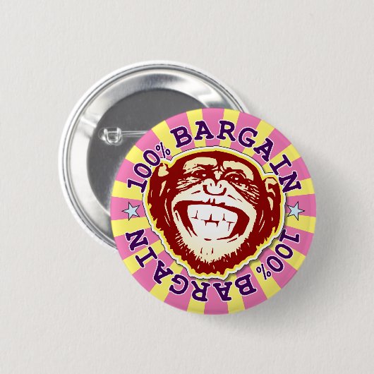 Bargain 100% Funny Funky Monkey Abzeichen Button (Vorne & Hinten)