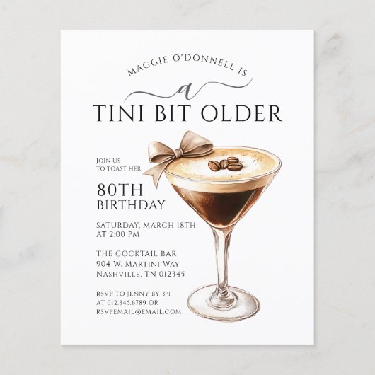 BARGAIN A Tini Bit Älterer Martini 80. Geburtstag (Vorderseite)