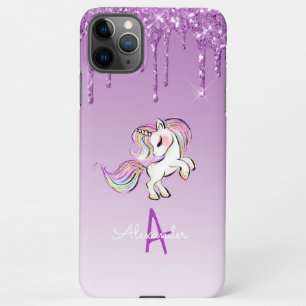BARGAIN Haushalt Personalisiert Einhorn Lila Glitz iPhone 11Pro Max Hülle