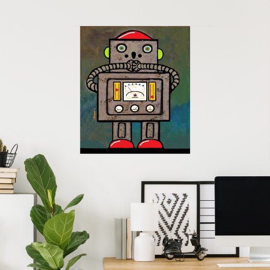 BargasArtworks Suprised Robot Print Poster (Heimbüro)