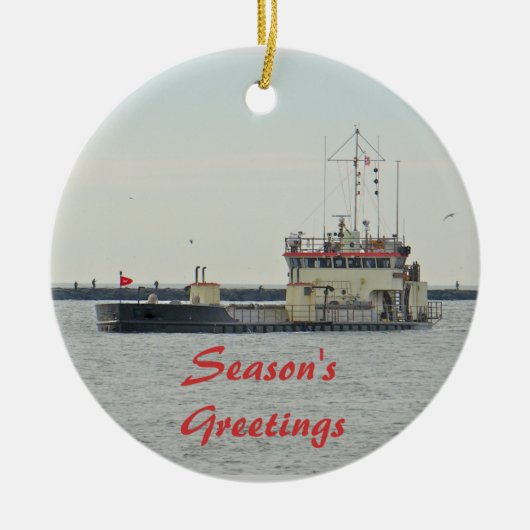 Barge herein Barnegat Einlass Season'sGreetings Keramik Ornament (Vorne)