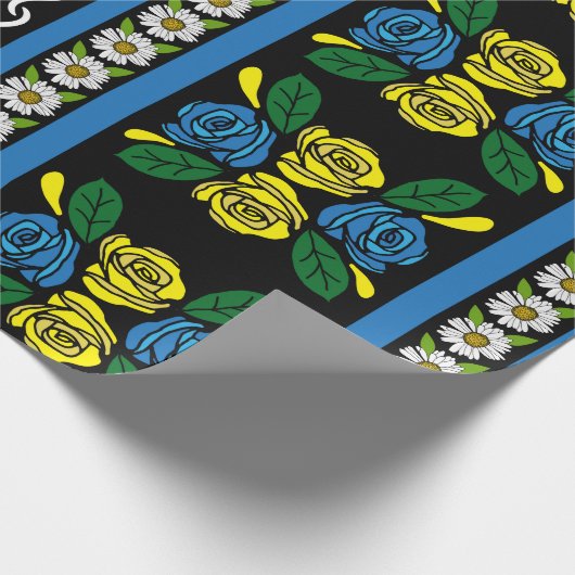 Barge Narrowboat Folk Art Roses Pattern Geschenkpapier (Ecke)