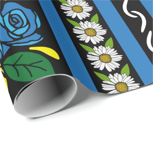 Barge Narrowboat Folk Art Roses Pattern Geschenkpapier (Rolleneckpunkt)