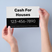 Bargeld für Häuser Schwarz-weiße Telefonnummer Ihr Flyer (Handgriff)